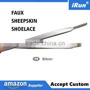 Luxury Flat Royal Blue Leather Sneaker Shoelaces Metal Tips Faux Leather Sheepskin Shoelace for Ultra Boost - 8 Colors photo-2