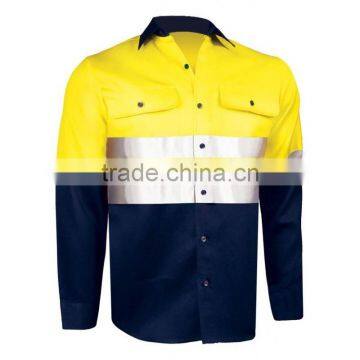 light weight 100% cotton two tone hi viz work shirt