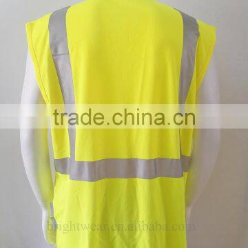 Mens Fluorescent hi Vis Yellow Sleeveless 3M Tapes Worker USA Reflective T-shirt photo-2