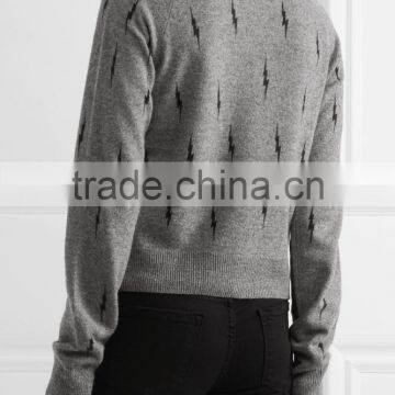 2017 Fashion Ladies Wholesale Custom Knit Shrug Cashmere Cardigan Sweater Woman Crew Neck photo-3