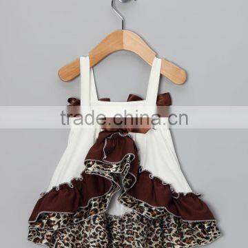 Newest Ivory Leopard Infant Clothing Set With Ruffle Swing Tops And Diaper Cover Cute Toddler 2pcs Set Fancy Kids Clothes CS9042 photo-2