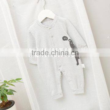Wholesale Stripe Printing Long Sleeve Baby Cotton Playsuit photo-3
