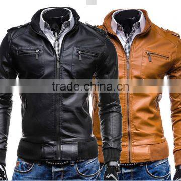 OEM Custom Wholeasler Leather Sleeve Cashmere Coat Men Wool Jackets With Hood