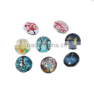 18mm Glass Fit Snap Button Bracelets Round Silver Tone At Random Tree Pattern