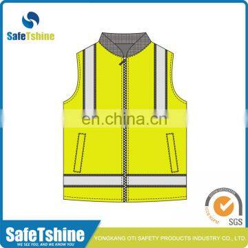 High visibility reflective safety yellow winter jacket vest