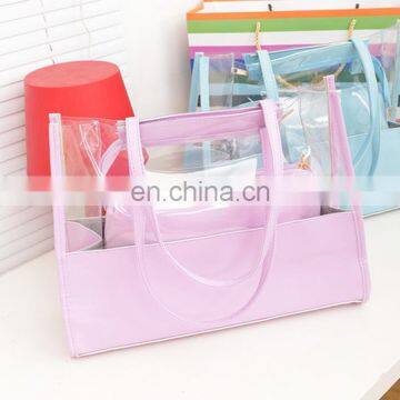 Fashion womens girls transparent pvc beach bag shoulder bag with purse