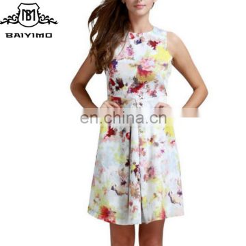 2016 BAIYIMO Women's Sleeveless Floral Printed Vintage Backless Party Cocktail Dress