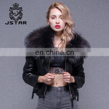 Three Color Selectable Big Raccoon Collar Lining Ladies Jackets Coats Winter Fashion Sheep Fur And Leahter Overcoat photo-6