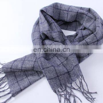 Inner Mongolia 2017 Autumn Winter Woolen Thick Men Warm Classic Plaid Long Tassel Wool Scarf