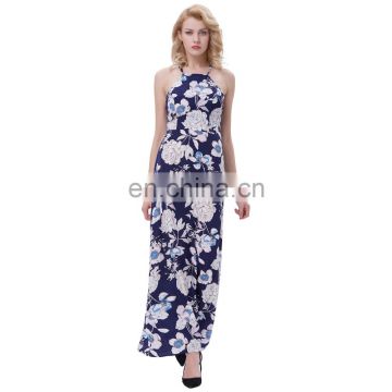 Kate Kasin Sexy Women Summer Vintage Floral Pattern Halter Maxi Summer Dress KK000703-1