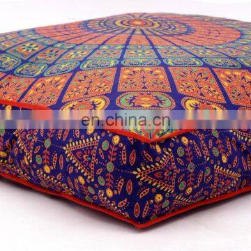 Square Ottoman Pouf Cover 35*35" Mandala Design Cushion Cover Meditation Pillow Case Cushion Cover Dog Bed Indian 2017