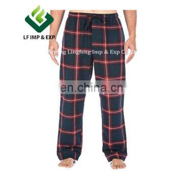 100% Cotton Flannel Lounge Pants-Black-Red Big Plaid for men