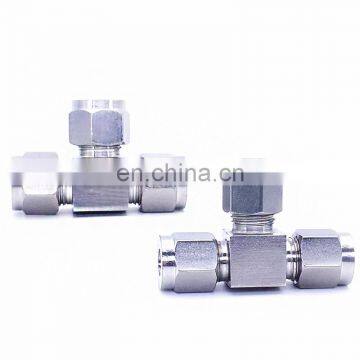 Quick coupler O.D 1/4 inch hard tube stainless steel 304 three way T type connectetric flexible metal pipe fittings