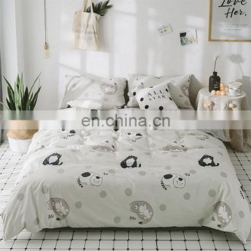 i@home 100% cotton bedding linen modern bed sets linen sheets duvet cover with cat cartoon delicate pattern for living room