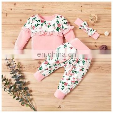 3pc Baby Girls Clothing Set Newborn Infant Floral Long Sleeve Tops Pants Outfits Autumn Winter Baby Girl Set