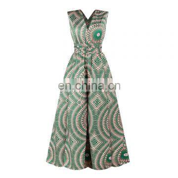 New Arrival Ladies Multi Ways A Line Big Leg Opening Women's African Print Floral Jumpsuits photo-5