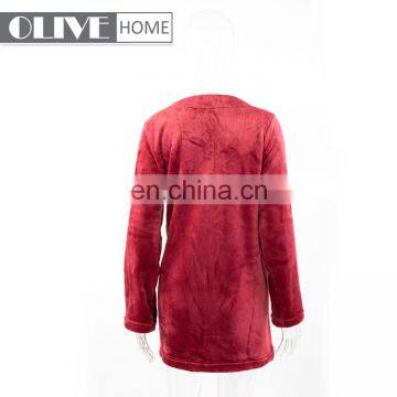 Woman's Fur Trim Cardigan With Long Sleeve Solid Flannel Pyjamas Bathrobe With Zipper photo-2