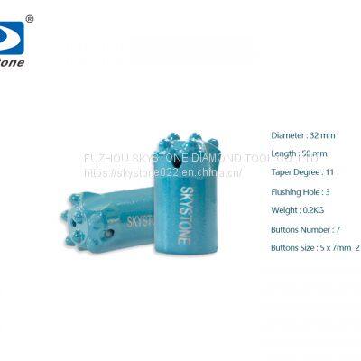 Skystone 32mm 7 botton 11 degree Tapered Rock Drill Button Bits Rock Drilling Bits