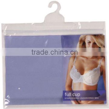 clear hanger PE plastic ziplock bag for garment underwear package with logo printed