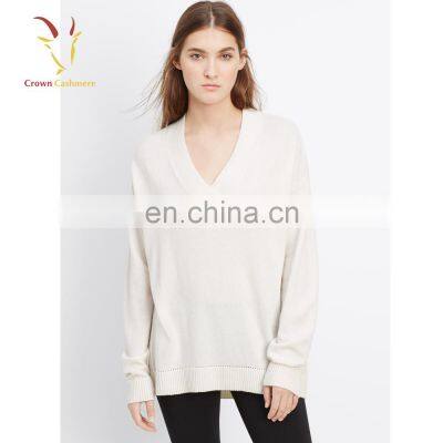 V Neck 100% Women's Cashmere Sweater Pullover photo-3