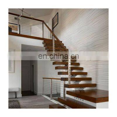 Mono stringer straight staircase steel stringer wooden stairs kits