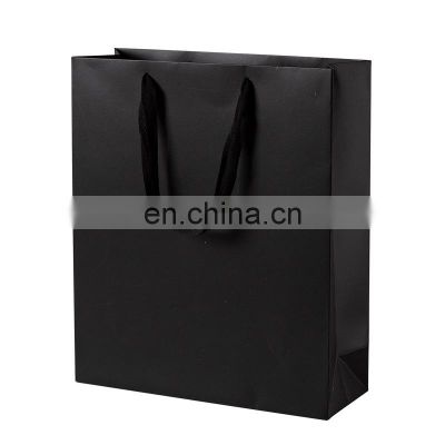 Luxury Black Gift Paper Bag Custom Made Printed Logo Jewelry Packaging Kraft Shopping Paper Bag With Ribbon Handles