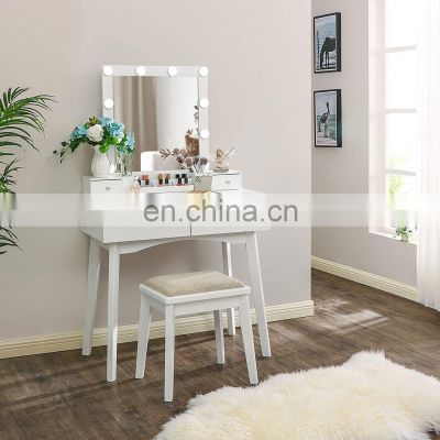 Vanity Desk Makeup Table with led light makeup mirror table with 4 Drawers