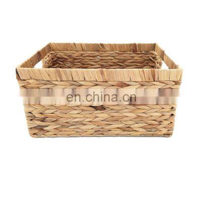 Natural Water Hyacinth Storage Bins Rectangular Basket