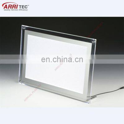 Customized Slant Back Acrylic Sign Holder L Shape Clear Acrylic Led Sign Display photo-2