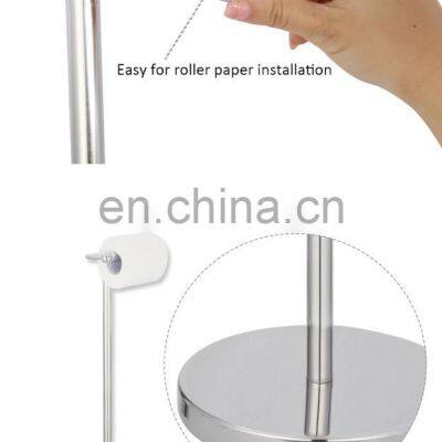 Rust-proof Stainless Steel Standing Rolling Toilet Paper Holder photo-4