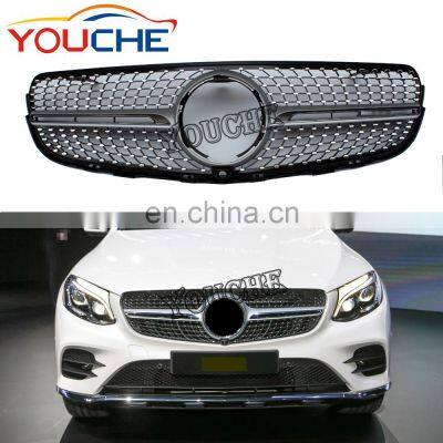 Diamond radiator style front grille grill for Mercedes Benz GLC class W253 X253 2016-2019