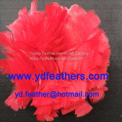 Dyed Red Parried Turkey Flat Plumage Strung from China