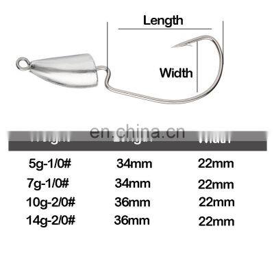JOHNCOO Bullet Jig Heads Swimbait Hook Bass Fishing Texas Rig Hook Saltwater Freshwater Offset Weighted Weedless Hook photo-2