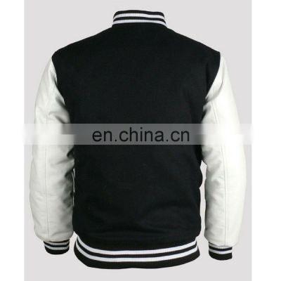 Baseball lettermen varsity jacket for men with leather sleeve custom embroidery patched logo