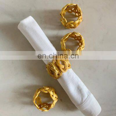 Hot Sale Vintage Rattan Boho Napkin Rings Set of 4 WHolesale Tableware set napkin holder rings wovenmade in Vietnam