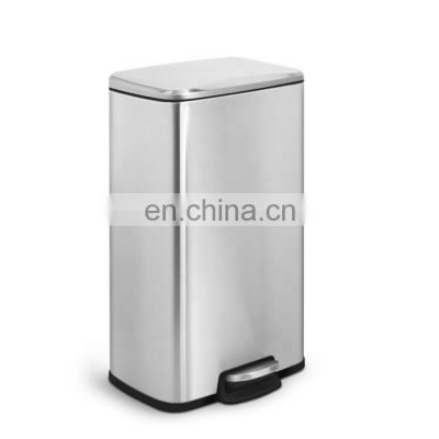 Rectangle Stainless Steel Foot Pedal Trash Can with Plastic lid