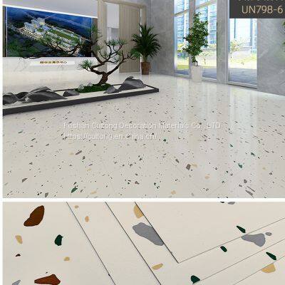 Water ground stone LVT sheet floor color spot PVC stone plastic floor tile Office showroom clothing store milk teahouse ground glue