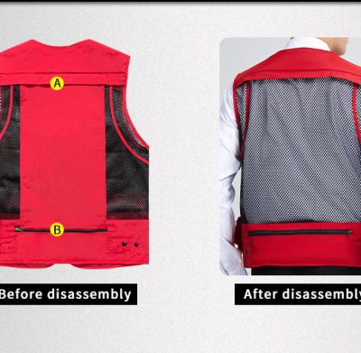 Multi pocket safety vest, sleeveless, detachable, breathable, durable, comfortable and fashionable