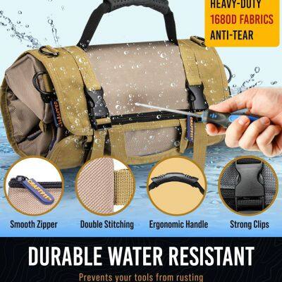 Heavy Duty Tool Roll Up Bag W/Detachable Pouches - Waterproof Tool Organizer photo-2