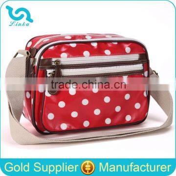 Beautiful Red Polka Dot Oilcloth Shoulder Bag For Girls