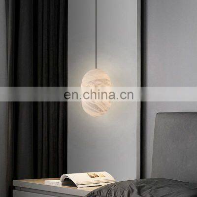 Wholesale Nordic Bar Hotel Home Decorative Copper Simple Modern Led Alabaster Chandelier photo-5