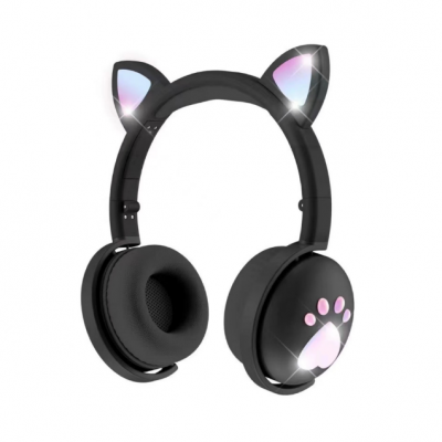 Hot Selling Children Foldable Headset Headphone Kids Girls Over Ear Earphone Stereo Sound Led Light Cat Ear Headphone