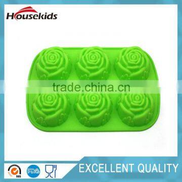 6-Rose Fondant Cake Mold Soap Silicone Mould Tray For Candy Chocolate Pudding