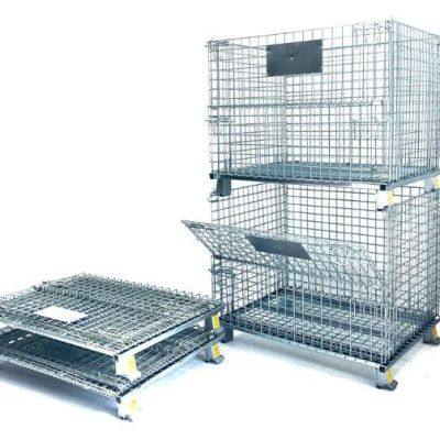 Galvanized Storage Cages Wire Basket Stillage Cage Wire Mesh Containers Warehouse Industrial
