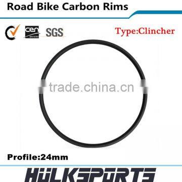 Hot Selling Carbon Clincher Rim Tubuless 700c Carbon Rim Wheel 23mm Width Carbon Rims 32h 24mm Depth