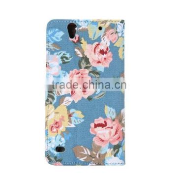 flower clothes style stand case for SONY,for sony Xperia C4 phone cover case