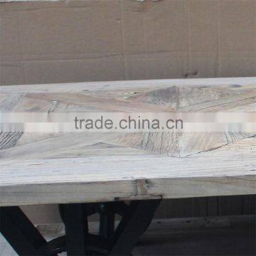 RE-1520 Antique Cafes Frurniture Recycled Elm Coffee Table With Wheels photo-2