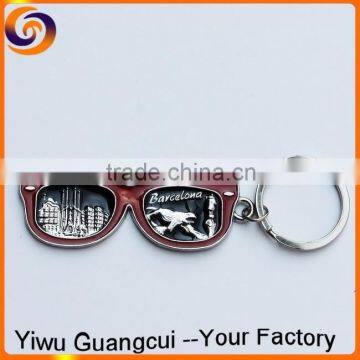 Zinc alloy Sunglasses barcelona keychain