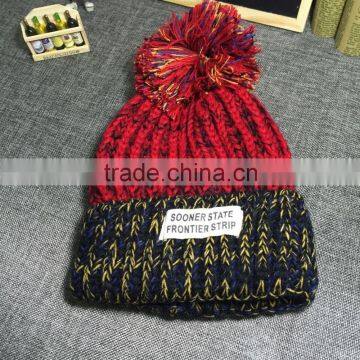 Autumn Winter Warm Keeping Colorful Knitting Pom Pom Hats and Caps Manufacturer