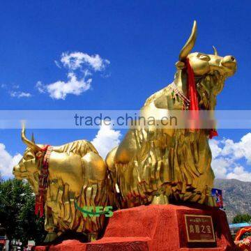 Bronze animal sculpture golden yak